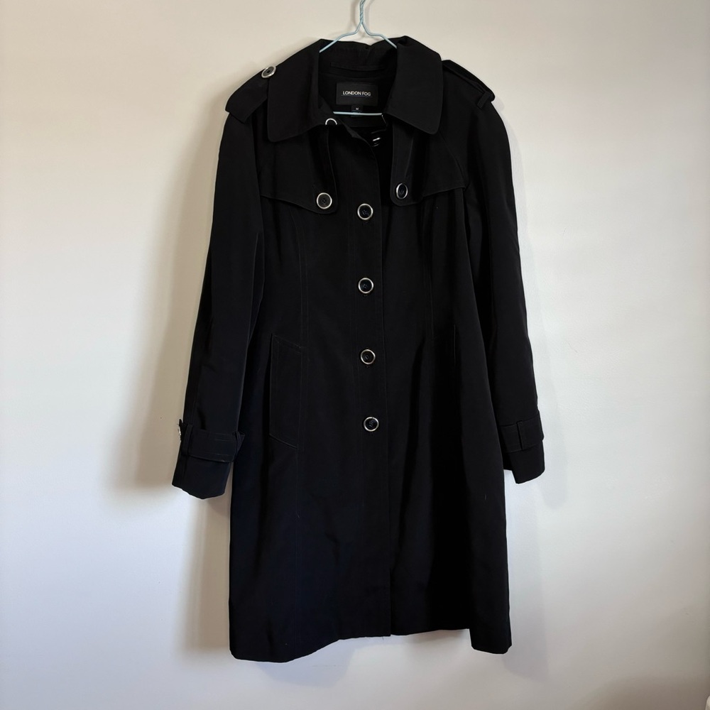 London Fog Black Trench Coat with Lining